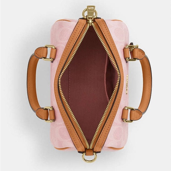 Coach Mini Rowan Crossbody Bag In Signature Canvas CEK79 Powder Pink Brown NWT - Picture 6 of 9